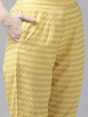 Women Yellow Ethnic Motifs Printed Regular Kurta with Trousers & With Dupatta 4