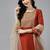 Women Orange Floral Embroidered Regular Chanderi Silk Kurta with Palazzos