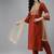 Women Orange Floral Embroidered Regular Chanderi Silk Kurta with Palazzos