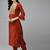 Women Orange Floral Embroidered Regular Chanderi Silk Kurta with Palazzos