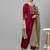 Women Burgundy Yoke Design Kurta with Trousers & With Dupatta