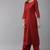 Women Maroon & Beige Striped Sequinned Kurta with Palazzos & Dupatta