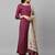 Women Magenta & Beige Striped Kurta with Palazzos & Dupatta