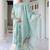 Sky Blue Ethnic Motifs Printed Zari Chanderi Cotton Kurta With Trousers & Dupatta Set