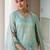 Sky Blue Ethnic Motifs Printed Zari Chanderi Cotton Kurta With Trousers & Dupatta Set