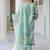 Sky Blue Ethnic Motifs Printed Zari Chanderi Cotton Kurta With Trousers & Dupatta Set