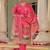 Rani Pink Ethnic Motifs Printed Zari Chandevri Cotton Kurta With Trousers & Dupatta Set