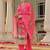 Rani Pink Ethnic Motifs Printed Zari Chandevri Cotton Kurta With Trousers & Dupatta Set