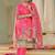 Rani Pink Ethnic Motifs Printed Zari Chandevri Cotton Kurta With Trousers & Dupatta Set