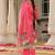 Rani Pink Ethnic Motifs Printed Zari Chandevri Cotton Kurta With Trousers & Dupatta Set