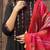 Black Red Yoke Design Chanderi Cotton A-Line Kurta with Palazzos & Dupatta Set