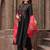Black Red Yoke Design Chanderi Cotton A-Line Kurta with Palazzos & Dupatta Set