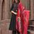 Black Red Yoke Design Chanderi Cotton A-Line Kurta with Palazzos & Dupatta Set