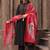 Black Red Yoke Design Chanderi Cotton A-Line Kurta with Palazzos & Dupatta Set