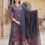 Blue Ethnic Motifs Printed Pleated Cotton Kurta Trouser Set With Dupatta