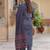 Blue Ethnic Motifs Printed Pleated Cotton Kurta Trouser Set With Dupatta