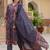 Blue Ethnic Motifs Printed Pleated Cotton Kurta Trouser Set With Dupatta