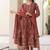 Maroon Ethnic Motifs Printed Pleated Cotton  Kurta Trouser Set With Dupatta