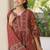 Maroon Ethnic Motifs Printed Pleated Cotton  Kurta Trouser Set With Dupatta
