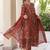 Maroon Ethnic Motifs Printed Pleated Cotton  Kurta Trouser Set With Dupatta