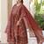 Maroon Ethnic Motifs Printed Pleated Cotton  Kurta Trouser Set With Dupatta