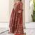 Maroon Ethnic Motifs Printed Pleated Cotton  Kurta Trouser Set With Dupatta