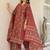 Maroon Ethnic Motifs Printed Pleated Cotton  Kurta Trouser Set With Dupatta