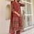 Maroon Ethnic Motifs Printed Pleated Cotton  Kurta Trouser Set With Dupatta