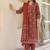 Maroon Ethnic Motifs Printed Pleated Cotton  Kurta Trouser Set With Dupatta