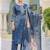 Blue Floral Printed Cotton Kurta Trouser Set With Dupatta