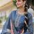 Blue Floral Printed Cotton Kurta Trouser Set With Dupatta