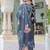 Blue Floral Printed Cotton Kurta Trouser Set With Dupatta