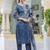 Blue Floral Printed Cotton Kurta Trouser Set With Dupatta