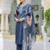 Blue Floral Printed Cotton Kurta Trouser Set With Dupatta