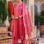 Pink Floral Printed Cotton Kurta Trouser Set With Dupatta