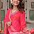 Fuchsia Pink Floral Printed Cotton Kurta Trouser Set With Dupatta