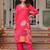 Fuchsia Pink Floral Printed Cotton Kurta Trouser Set With Dupatta