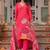Fuchsia Pink Floral Printed Cotton Kurta Trouser Set With Dupatta