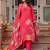 Fuchsia Pink Floral Printed Cotton Kurta Trouser Set With Dupatta