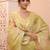 Gold Yellow Women Ethnic Motifs Printed Chanderi Cotton Kurta with Trousers & Dupatta Set