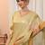 Gold Yellow Women Ethnic Motifs Printed Chanderi Cotton Kurta with Trousers & Dupatta Set