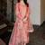 Peach Ethnic Motifs Floral Embroidered Zari Straight Kurta with Trousers & Dupatta