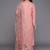 Peach Ethnic Motifs Floral Embroidered Zari Straight Kurta with Trousers & Dupatta