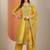 Yellow Ethnic Motifs Floral Embroidered Zari Straight Kurta with Trousers & Dupatta
