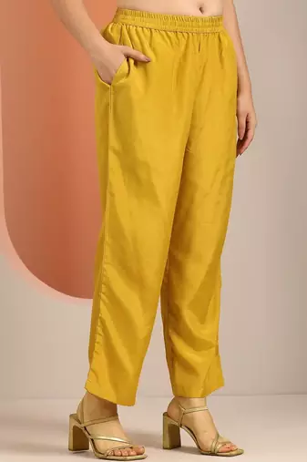 Yellow Ethnic Motifs Floral Embroidered Zari Straight Kurta with Trousers & Dupatta