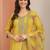 Yellow Ethnic Motifs Floral Embroidered Zari Straight Kurta with Trousers & Dupatta