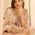 Light Peach Ethnic Motifs Floral Embroidered Zari Straight Kurta with Trousers & Dupatta