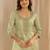 Green Ethnic Motifs Floral Embroidered Zari Straight Kurta with Trousers & Dupatta