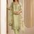 Green Ethnic Motifs Floral Embroidered Zari Straight Kurta with Trousers & Dupatta