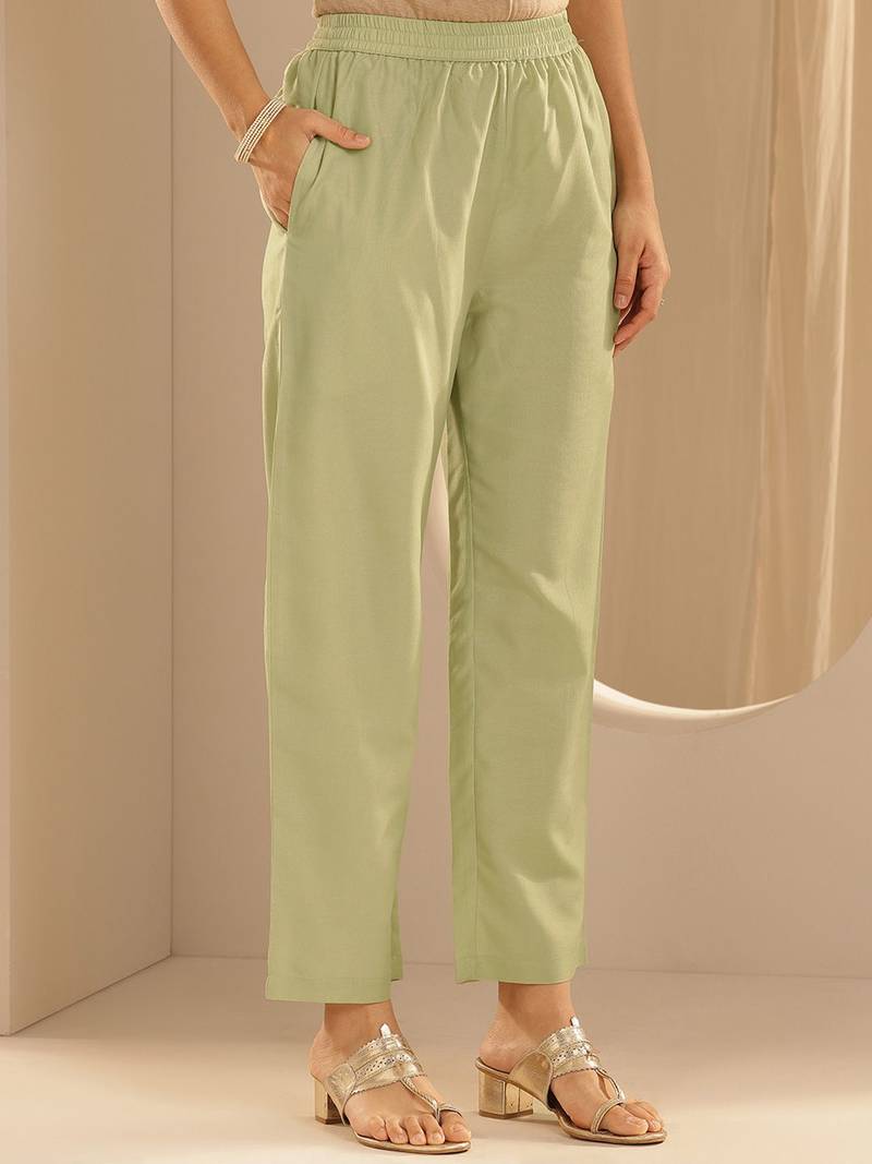 Green Ethnic Motifs Floral Embroidered Zari Straight Kurta with Trousers & Dupatta